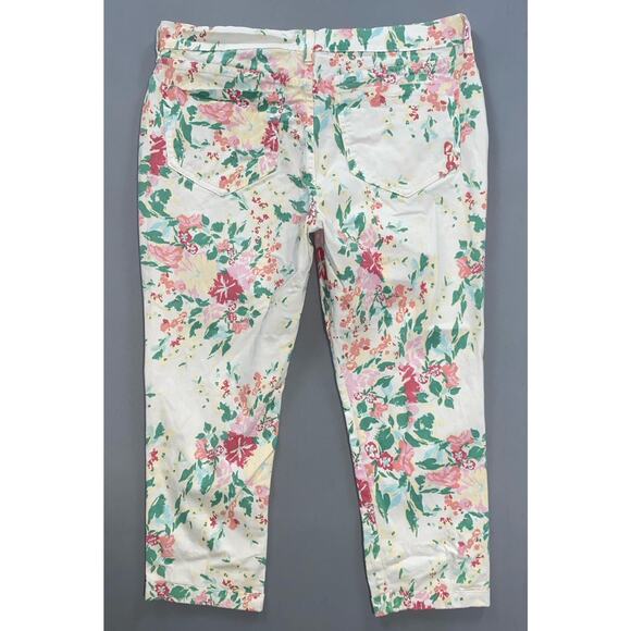 NYDJ Lift/Tuck Vintage USA Made 'Ankle' Lightweight Jeans. Pastel Floral, 16P. - Picture 4 of 5